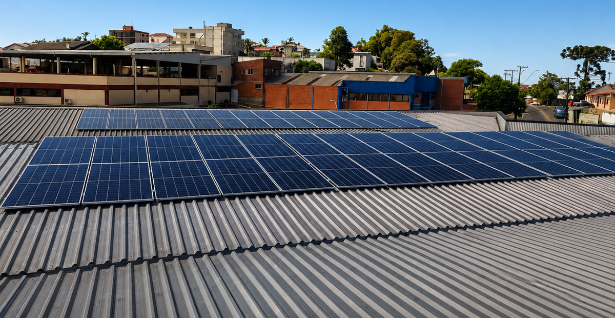 Painéis solares instalados pela LJR no telhado do Restaurante Almeida